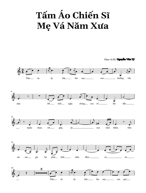 Tấm Áo Chiến Sĩ Mẹ Vá Năm Xưa – Nguyễn Văn Tý