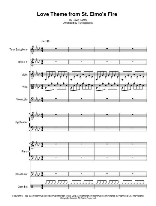Love Theme from St. Elmo's Fire (Arr. Tunescribers) - David Foster (Large Ensemble)