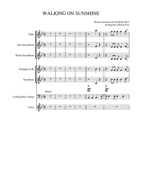 Walking On Sunshine (Arr. Sharon Guy) - Katrina And The Waves (Large Ensemble)