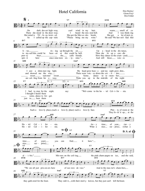 Hotel California (Arr. Matthew Sky) - Eagles (Piano-Vocal-Guitar)