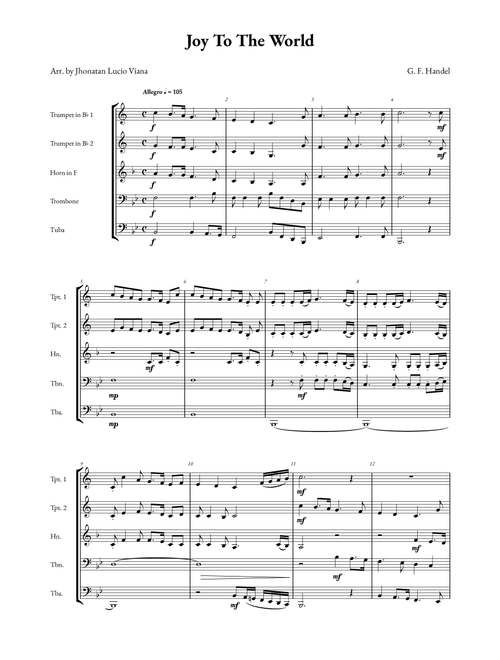Joy To the World (Arr. Jhonatan Lucio Viana) - Traditional (Brass Ensemble)
