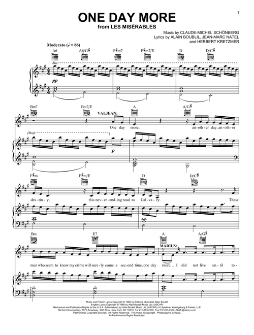 One Day More (from Les Miserables) - Alain Boublil, Les Miserables (Musical) (Piano-Vocal-Guitar)