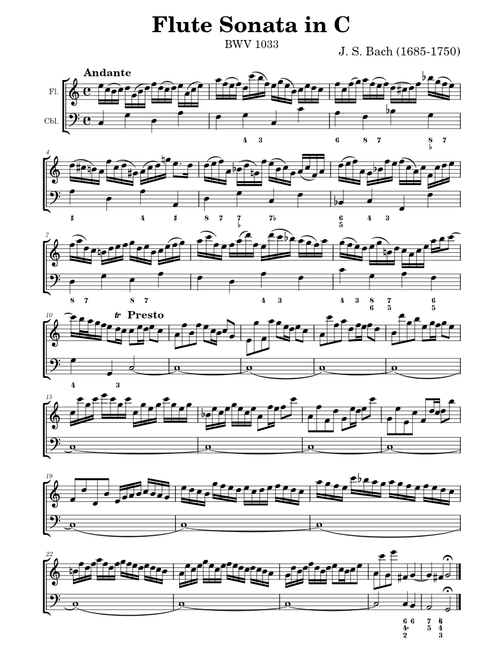 Flute Sonata in C major, BWV 1033 – Johann Sebastian Bach