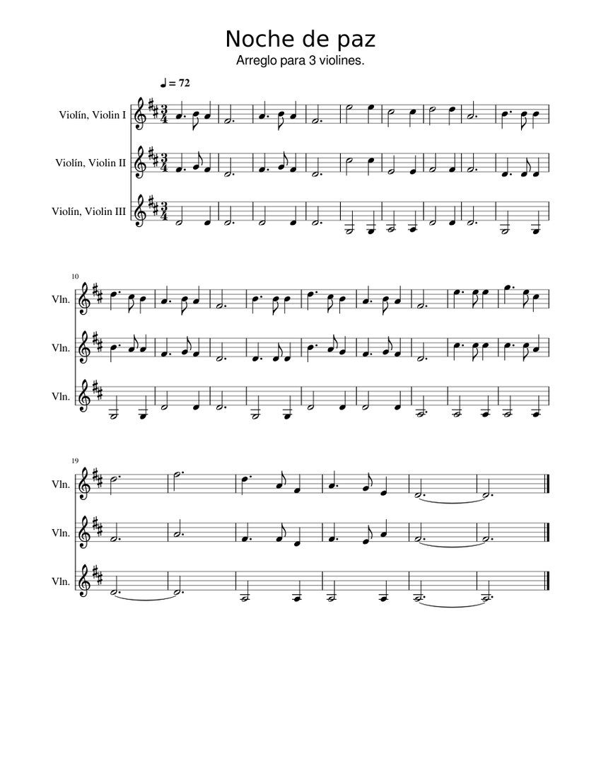 agudo evidencia Ejecutable Noche de paz Sheet music for Violin (String Trio) | Musescore.com