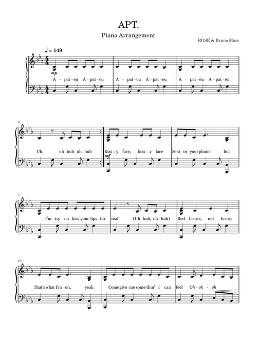 APT. - Rosé & Bruno Mars, Piano Arr.