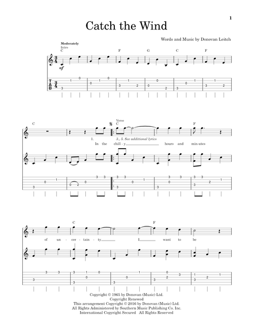 Catch The Wind - Donovan (Solo Guitar)