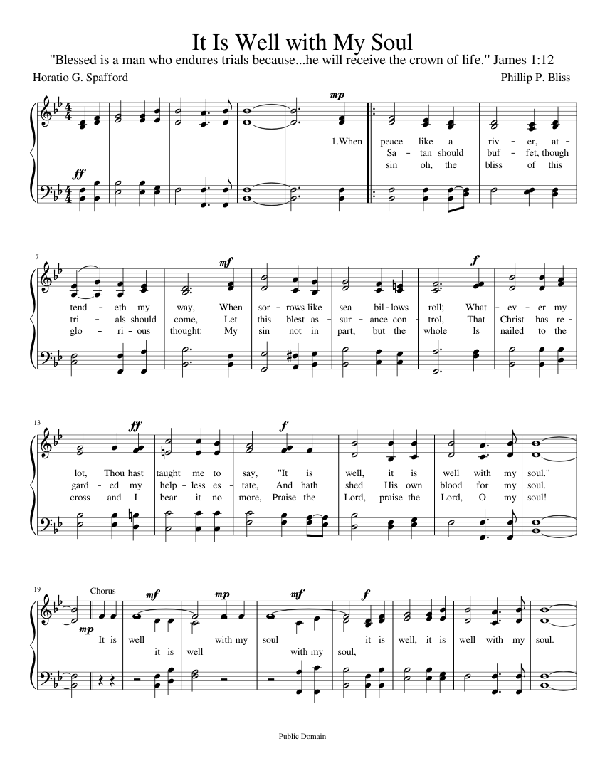 It Is Well with My Soul Sheet Music for Piano (SATB) easy | MuseScore.com