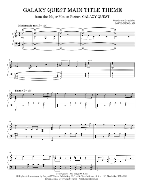 Theme from Galaxy Quest - David Newman (Piano Solo)