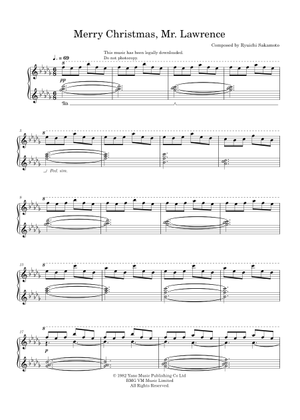 坂本龍一 Merry Christmas Mr. Lawrence ピアノ譜 Merry Christmas Mr Lawrence(戦場のメリークリスマス) - 坂本龍一