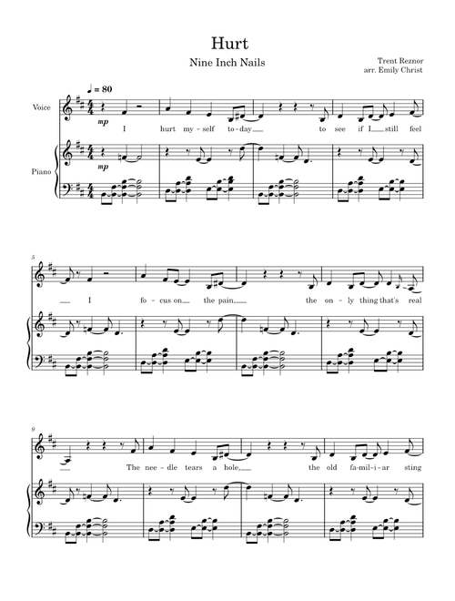 Hurt - Nine Inch Nails (Piano and Voice)