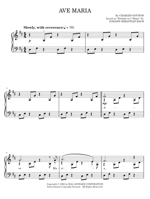 Ave Maria - Charles Gounod, Johann Sebastian Bach (Easy Piano)