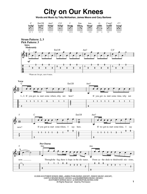 City On Our Knees - tobyMac (Easy Guitar with TAB)