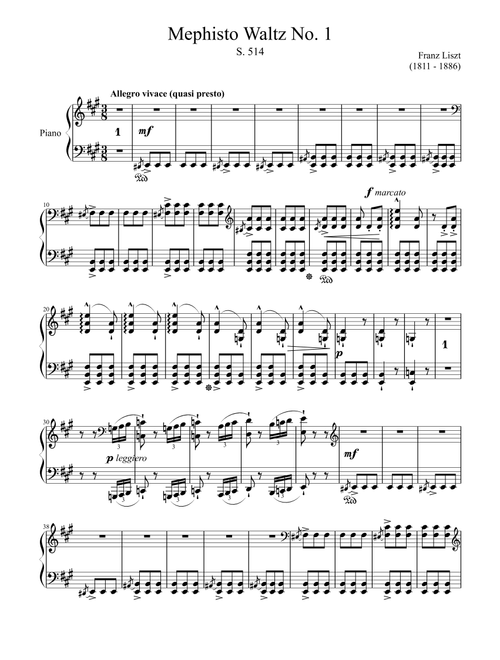 Mephisto Waltz No. 1 S. 514 (Arr. Zachary Corbett) - Franz Liszt (Piano Solo)