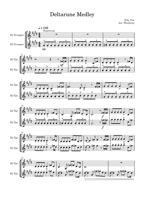 Deltarune Medley – Toby Fox (Trumpet Duet)