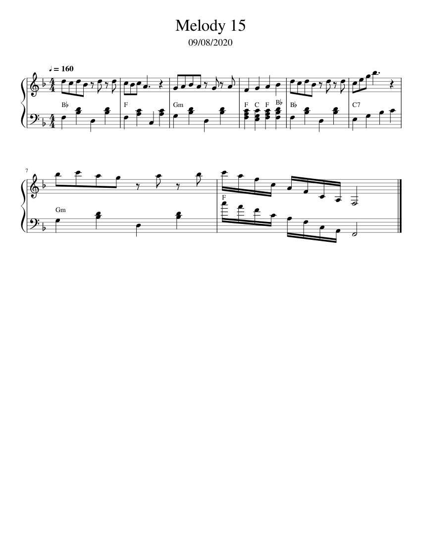 Melody 15 Sheet Music for Piano (Solo) easy | MuseScore.com