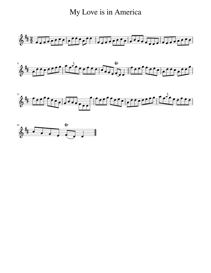 My Love Is In America Sheet Music For Piano Solo Musescore