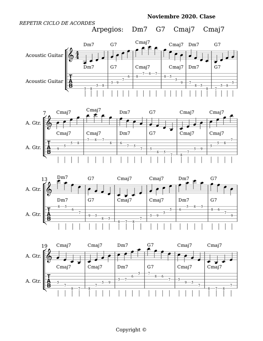 dm7 g7 cmaj7 Sheet Music and Tab with Chords for Guitar (Piano