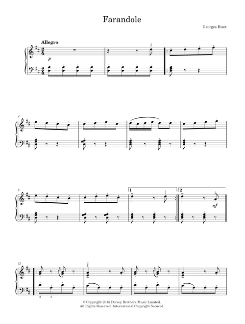 Farandole (from 'L'Arlesienne') - Georges Bizet (Easy Piano)
