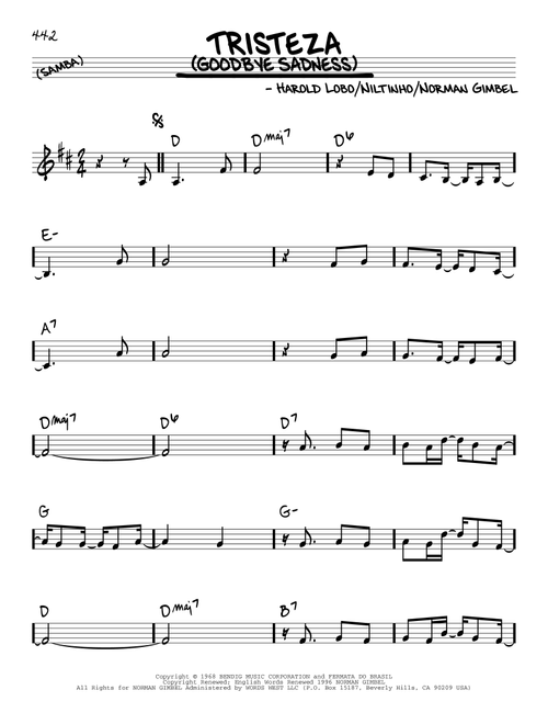 Tristeza (Goodbye Sadness) - Niltinho (Real Book - Melody-Chords)