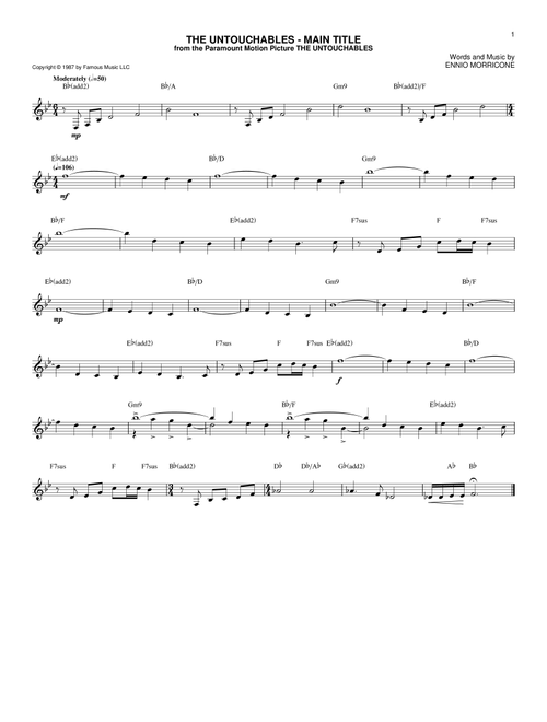 The Untouchables - Main Title - Ennio Morricone (Lead Sheet - Fake Book)