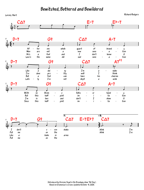 Bewitched, Bothered and Bewildered – Richard Rodgers, Lorenz Hart