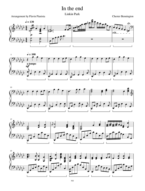 in the end linkin park piano sheet