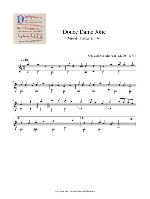 Douce Dame Jolie - Machaut, Guillaume de (c.1300 - 1377)