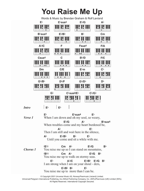 You Raise Me Up - Westlife (Piano Chords-Lyrics)