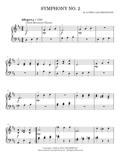 Symphony No.2, Op.36 - Ludwig van Beethoven (Easy Piano)