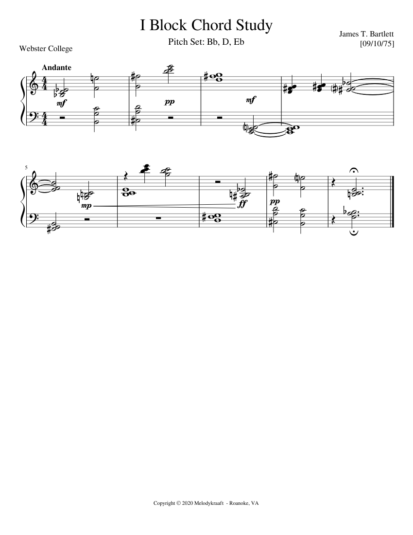 I Block Chord Study Sheet Music for Piano (Solo) Easy | MuseScore.com