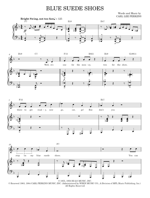 Blue suede shoes - Elvis Presley (Piano Vocal)
