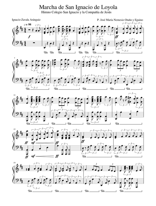 Marcha de San Ignacio de Loyola (Himno Colegio San Ignacio y Compañia de Jesús) - Arreglo Piano