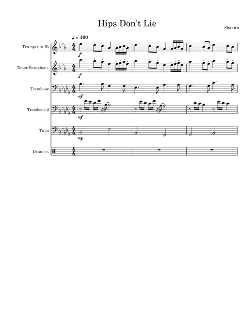Hips Don't Lie – Shakira Hips Don't Lie for Brass Band