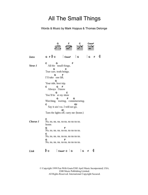 All The Small Things - Blink-182 (Guitar Chords-Lyrics)