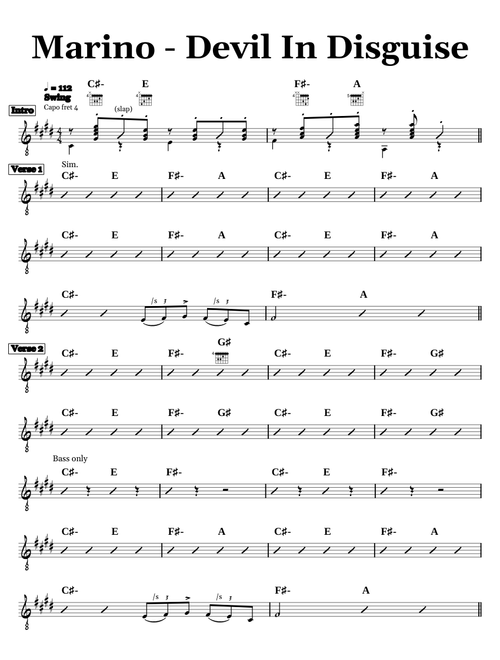 Devil in Disguise – Marino (guitar chord chart)