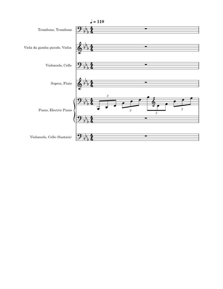 Sinfonia 1 movimento 3 sheet music for piano trombone cello