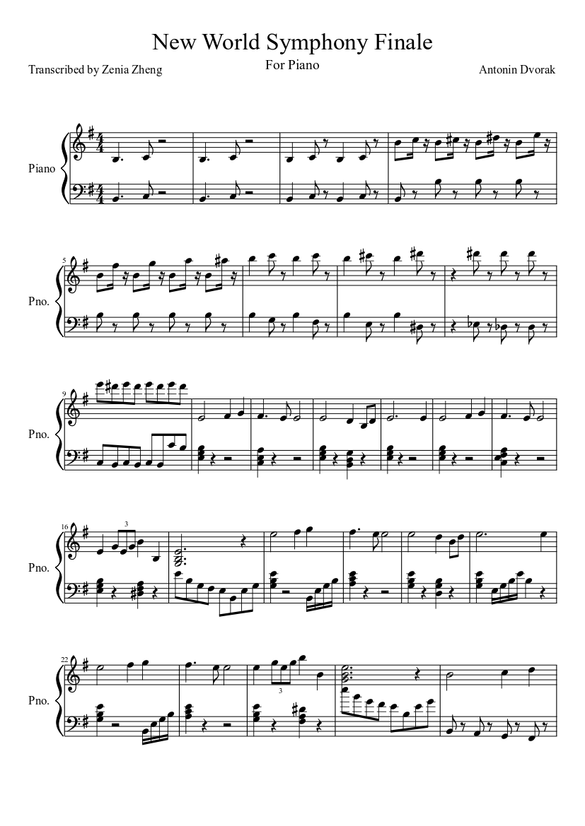 New World Symphony Finale Piano] Sheet music Piano (Solo) | Musescore.com