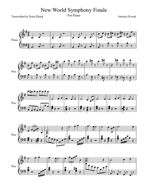 New World Symphony Finale [For Piano]