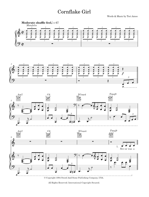 Cornflake Girl - Tori Amos (Piano-Vocal-Guitar (Piano Accompaniment))