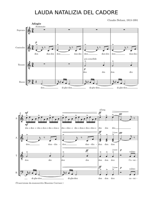 LAUDA NATALIZIA DEL CADORE SATB sheet music arranged by Franco Massimo Corriani