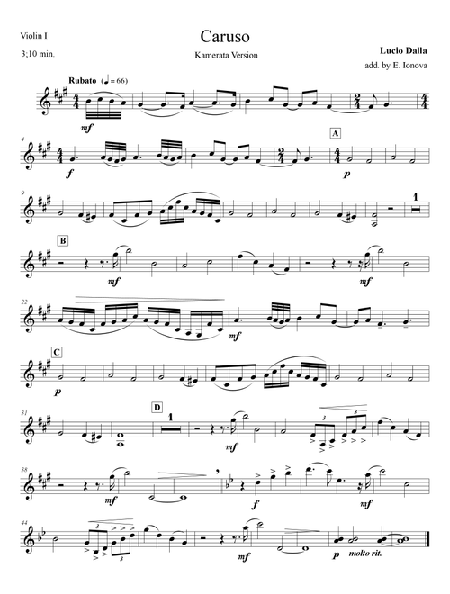 Caruso (Arr. Elena Ionova) - Lucio Dalla (Small Ensemble)