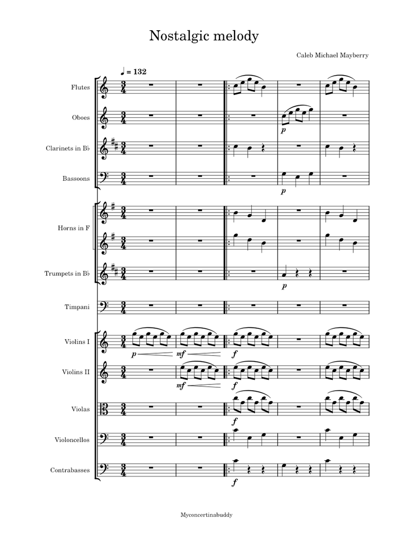 Nostalgic Melodies Sheet Music For Flute, Oboe, Clarinet In B-flat ...