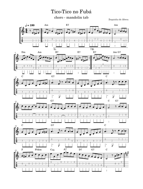 Tico Tico no Fubá – Zequinha De Abreu - mandolin