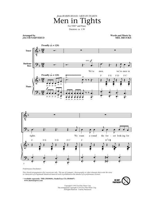 Men In Tights (Arr. Jacob Narverud) - Mel Brooks (Choral, TBB)
