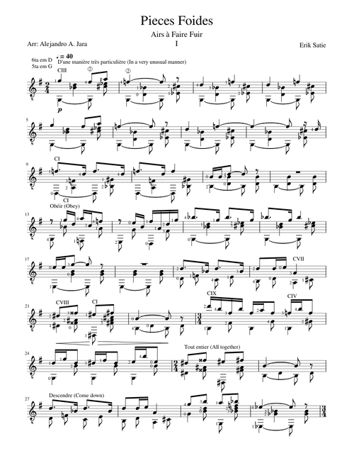 Pieces Froides: Airs à Faire Fuir I - arr. violão