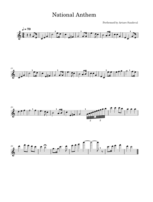 The Star Spangled Banner – Francis Scott Key Performed by Arturo Sandoval