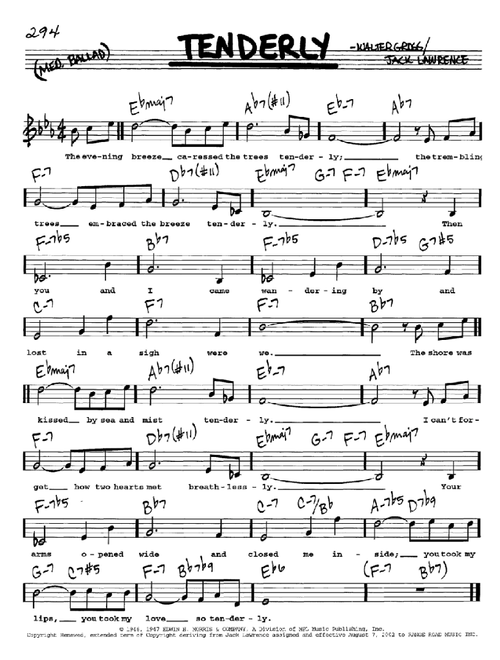 Tenderly - Jack Lawrence (Real Book - Melody-Chords-Lyrics)