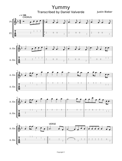 YUMMY - Justin Bieber (Lead Sheet + TAB)