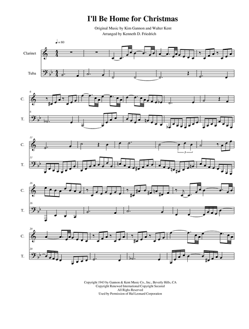 I'll Be Home For Christmas (Arr. Kenneth D. Friedrich) - Rascal Flatts (Instrumental Duet)