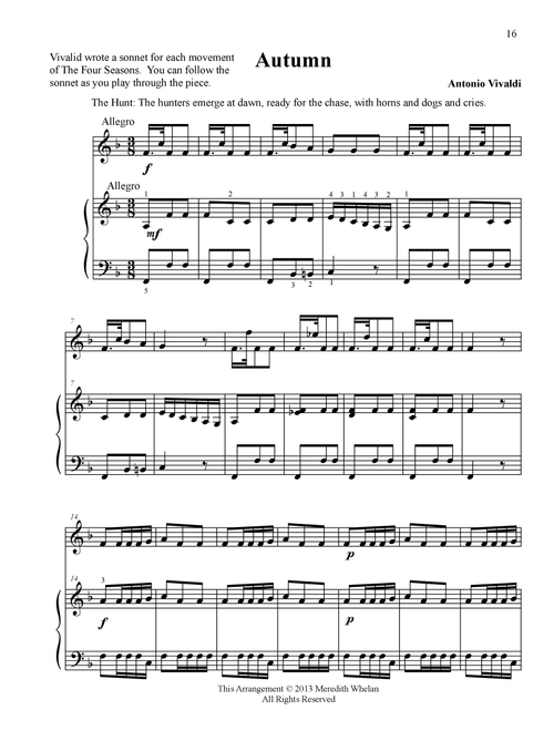 Classical Duets for Recorder & Piano: Autumn from Vivaldi's Four Seasons (Arr. Meredith Whelan) - Antonio Vivaldi (Instrumental Duet)
